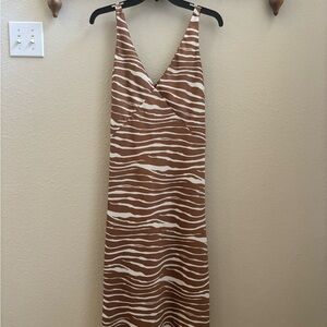 A New Day Brown and Cream Zebra Midi Dress